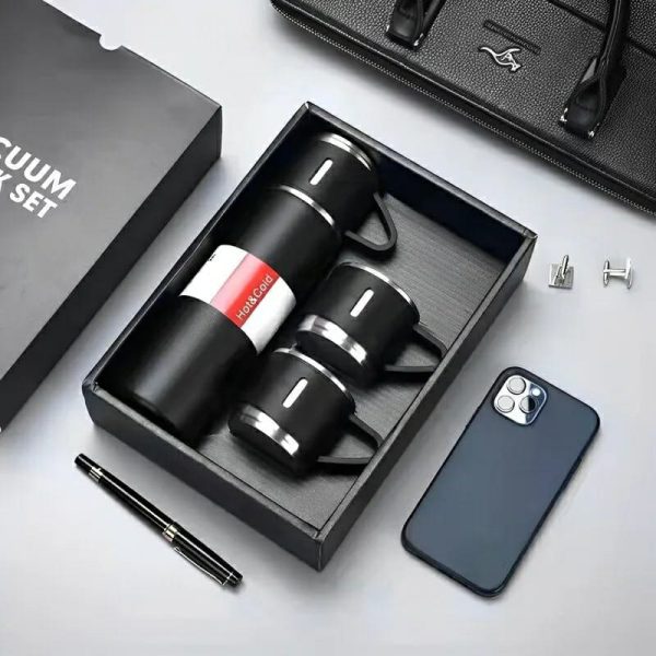 3 In 1 Vacuum Insulated Thermal Flask Set With Cup Set