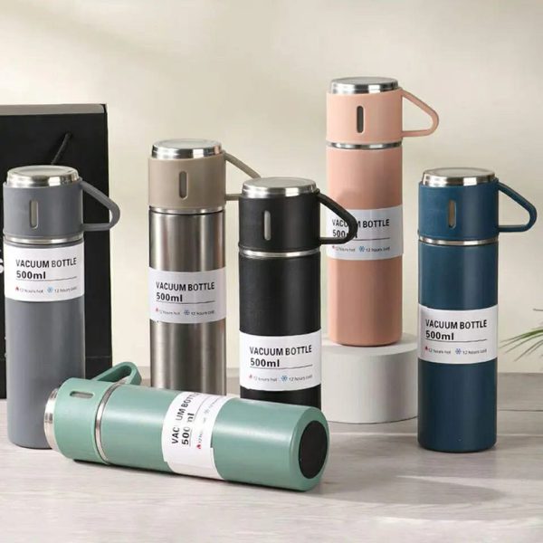 3 In 1 Vacuum Insulated Thermal Flask Set With Cup Set